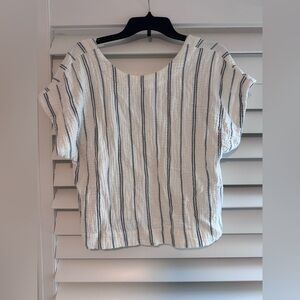 Madewell Striped White and Blue Women's Top